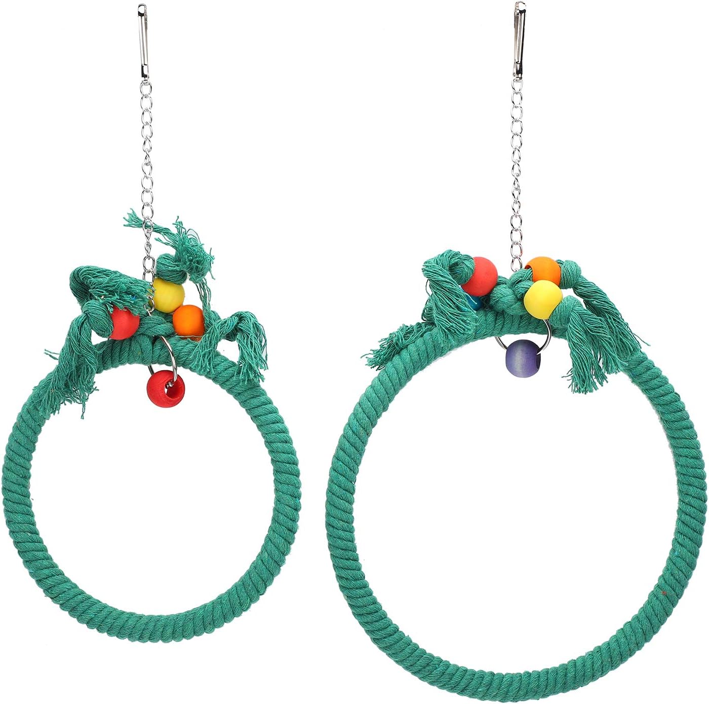 Juguete de Loro de Cuerda de Algodón, Columpio de Pájaro, Anillo Colgante Escalada, Masticar Morder Juguetes Jaula, Accesorio para Periquitos, Loros, Agapornis, Cacatúas(Verde)