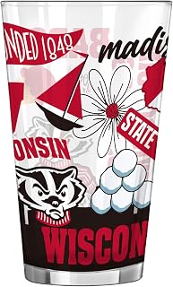 Logo Brands NCAA 16 oz Pint Glass - Durable Glass With Bold Team Color– Chip-Resistant Rim Drinkware For Fans, Tailgates, Home Bars & Everyday Use