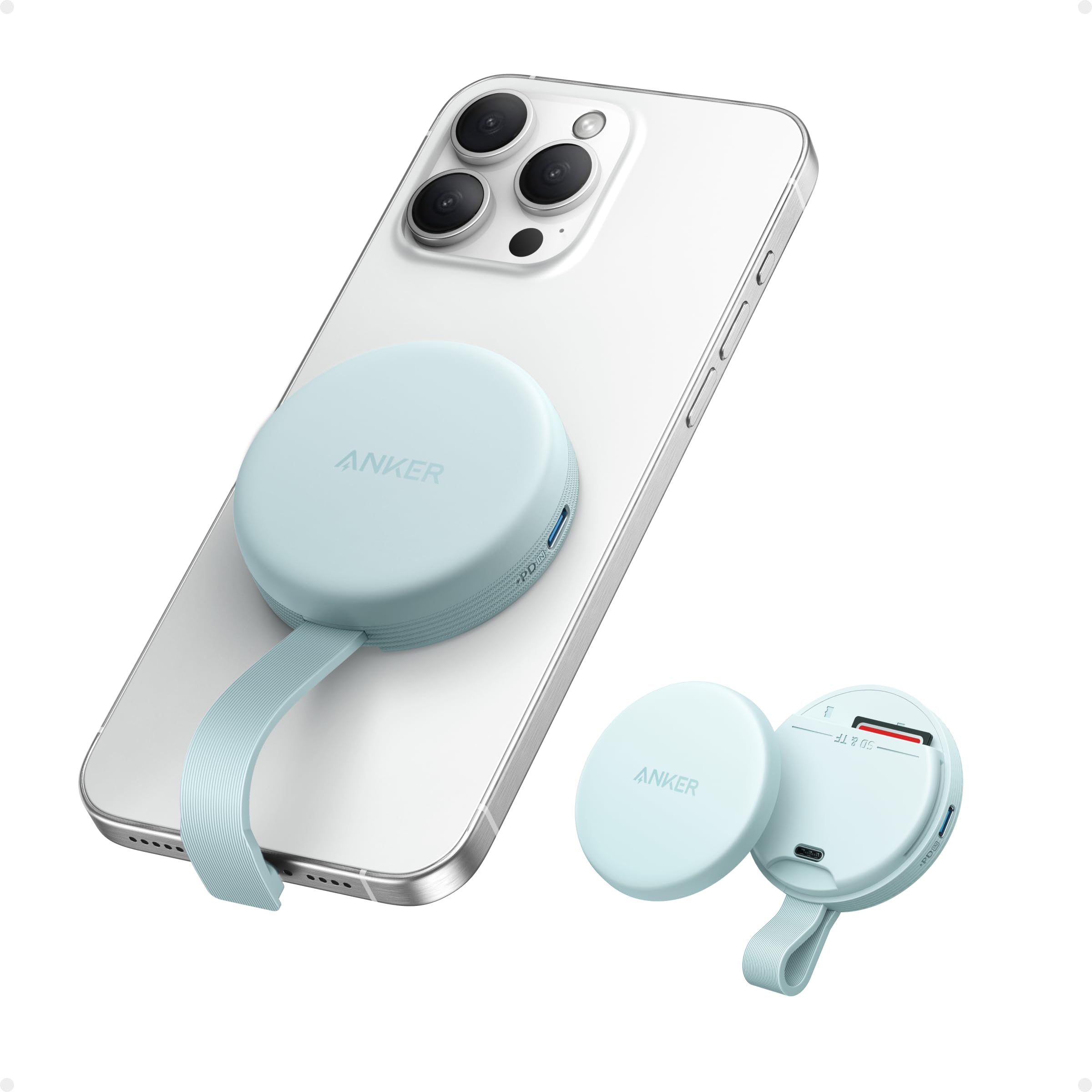 Anker Adattatore USB C, Lettore di schede SD e TF Magnetico Portatile, Cavo Integrato, Compatibile USB-C, Trasferimento Dati Massimo 312MB/s, Upstream 10Gbps, per Fotografia e Video Editing