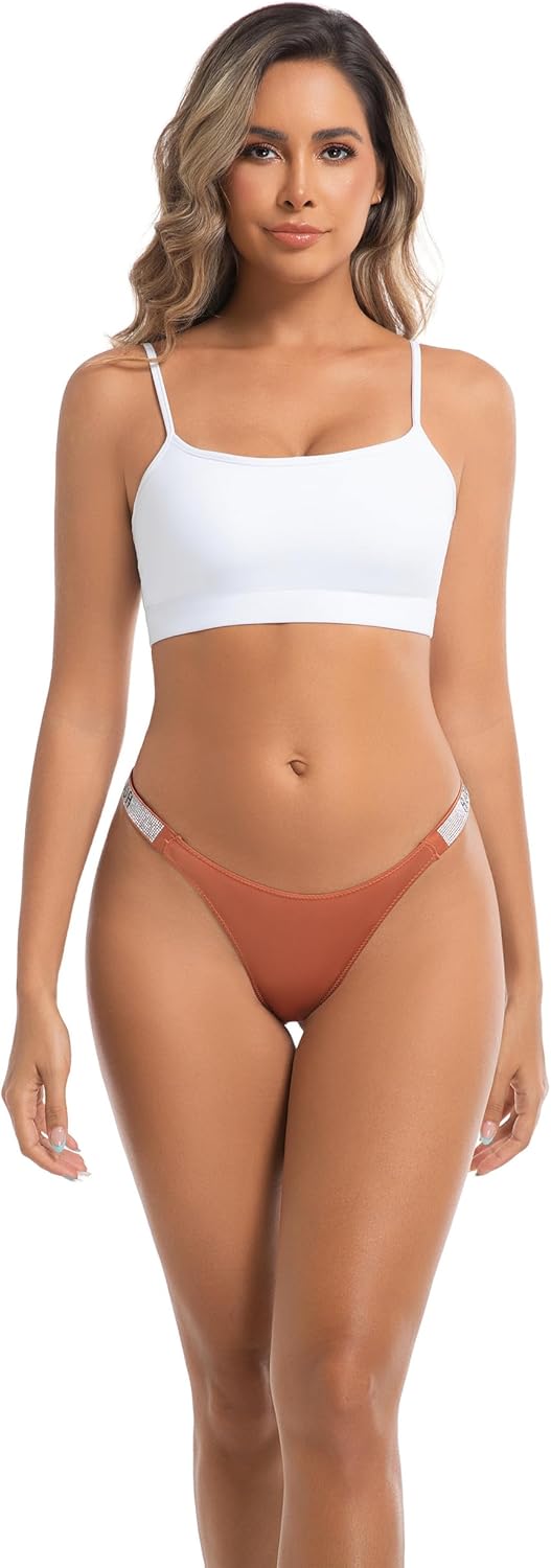 Aogda Thong Women's Underwear Sexy Panties Shine Strap G-String Thongs 3 Pack - Image 4