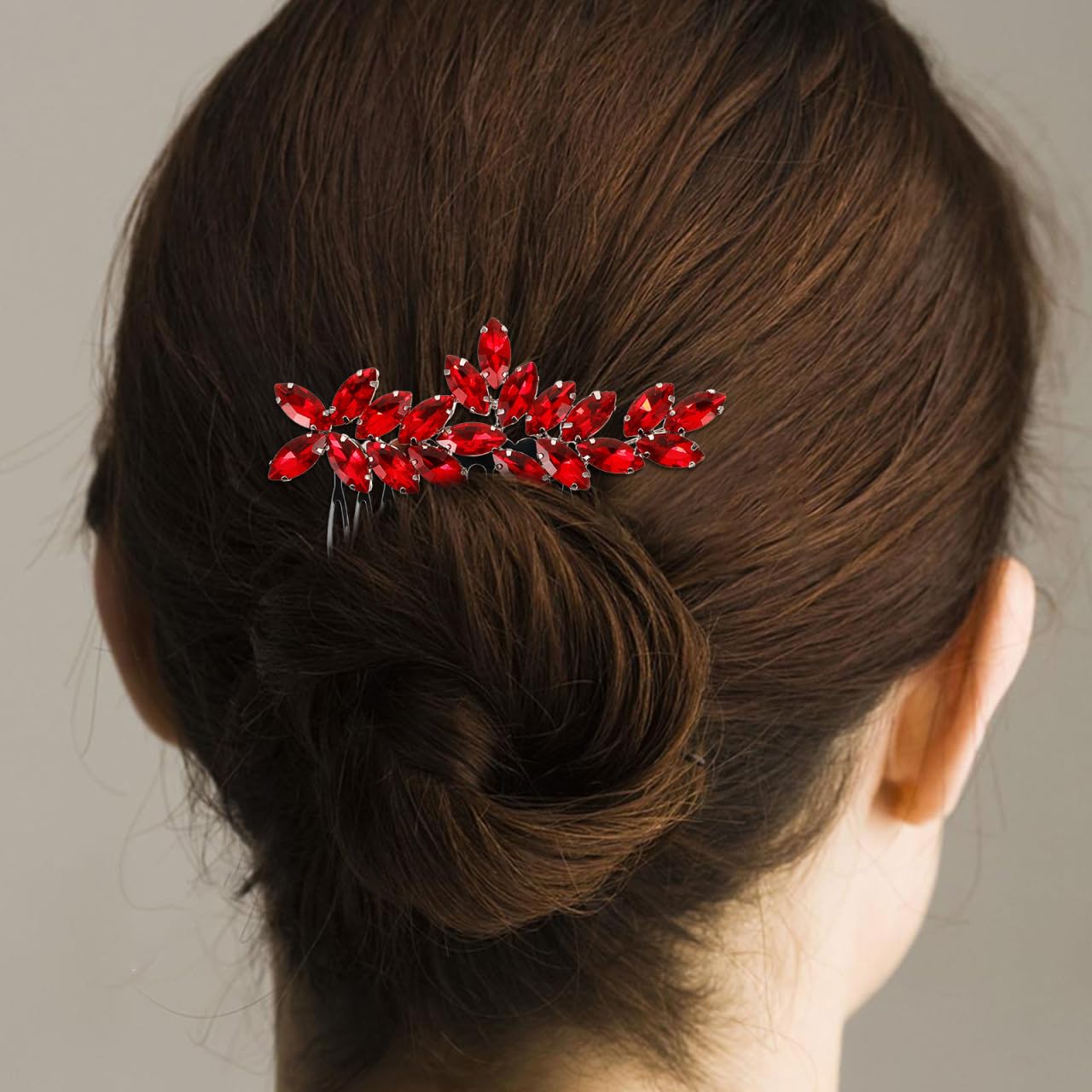 FRCOLOR Kopfhüungen für die Braut Kristallhaar-Seienkamm Haarkamm aus roten Kristall haarspange hochzeit haarnadeln hochzeit Haarschmuck für die Hochzeit Haarkämme BrautHaarkamm Mode