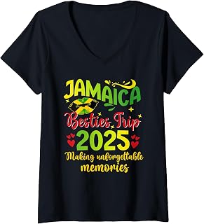 Womens Jamaica Besties Trip 2025 Making Memories Jamaica Travel V-Neck T-Shirt