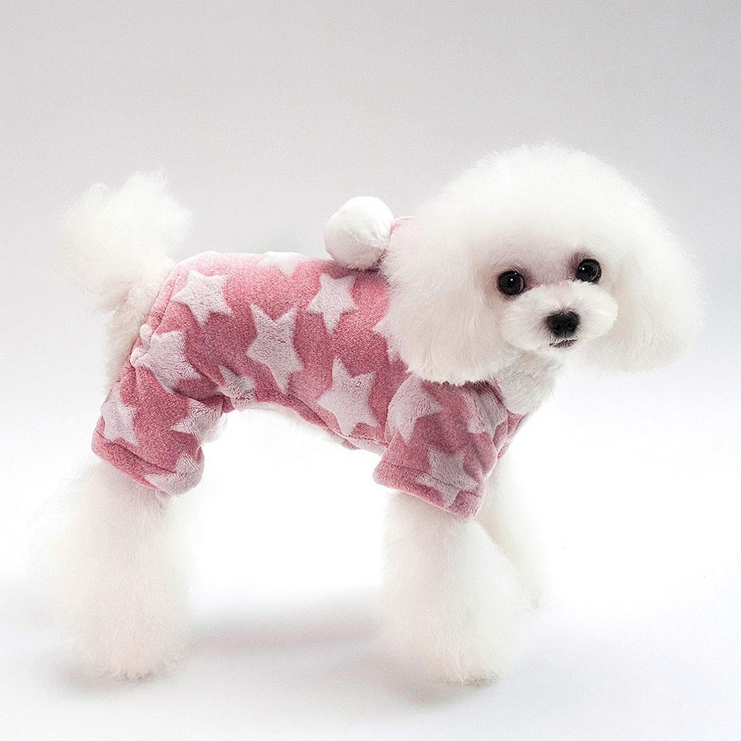 SMALLLEE_LUCKY_STORE Super Soft Pet Fleece Hoodie Pajamas Pjs for Small Dogs Cats Stars Pullover Jumper Warm Winter Jumpsuit Coat Puppy Clothes Chihuahua Yorkie,Pink XXL - Image 4