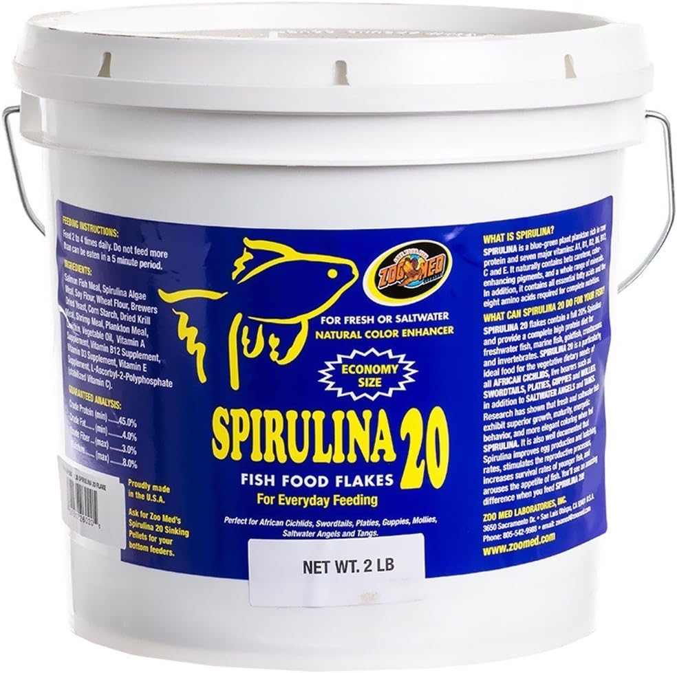 Zoo Med Spirulina 20 Fish Food Flakes (2 lb)