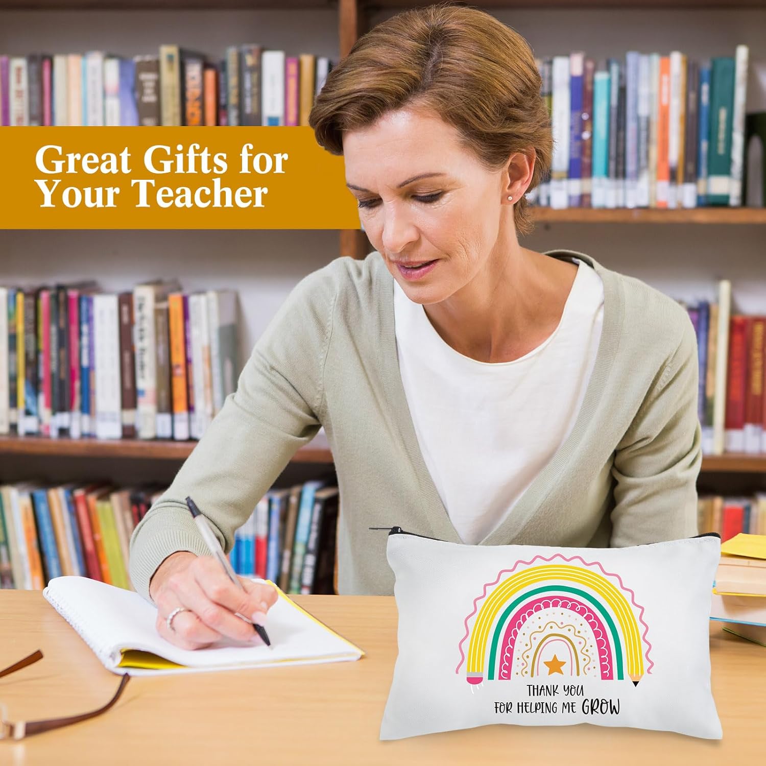 Shinymoon 28 Pcs Teacher Appreciation Gifts Bulk If You Can Read This Teacher Socks 14 Style Thank You Makeup Bags for Graduation Teachers Day Back to School Gifts(Rainbow,White,Coral Fleece)