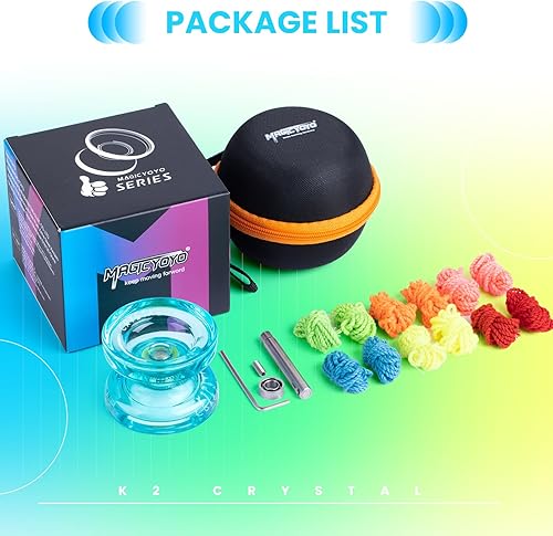 Miniatura 103 de MAGICYOYO K2 Crystal - Yoyo reactivo para niños, 2 yoyos profesionales, de doble función, para trucos con rodamiento no reactivo + 12 cuerdas +