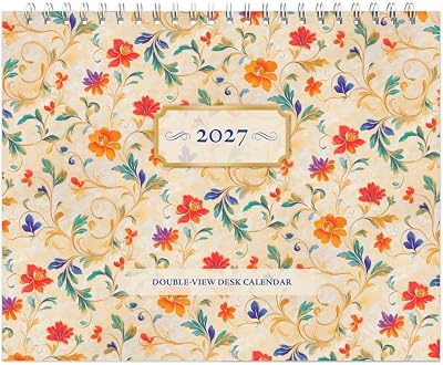 Tuscan Delight | 2027 7.5 x 6 Inch Monthly Double-View Easel Desk Calendar | BrownTrout | Art Design Pattern