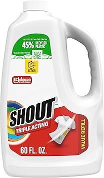 Shout Triple-Acting Laundry Stain Remover for Everyday Stains Liquid Refill, 60 Fl Oz