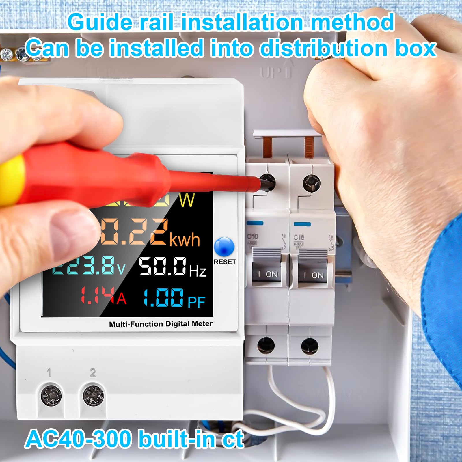 Contatore Energia Elettrica Digitale 6-in-1 - Misura Voltaggio, Corrente, Potenza, Frequenza - Foto 2