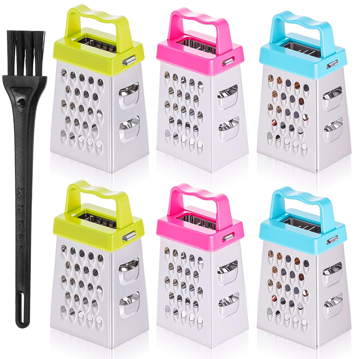 7 Pcs Mini Cheese Grater with brush Professional Small Box Graters Stainless Steel Box Grater with 4 Sides