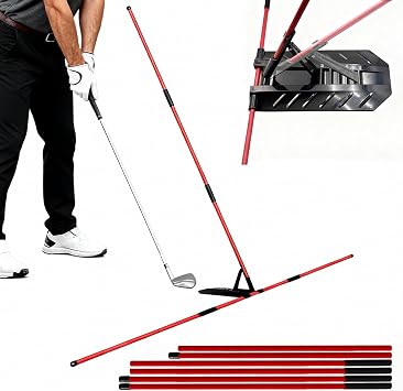 7-Angle Adjustable Golf Swing Trainer - Fiberglass Alignment Sticks with Angle Holder, Portable Swing Plane Corrector for Putting, Aiming & Posture Training, Professional Golf Practice Aid