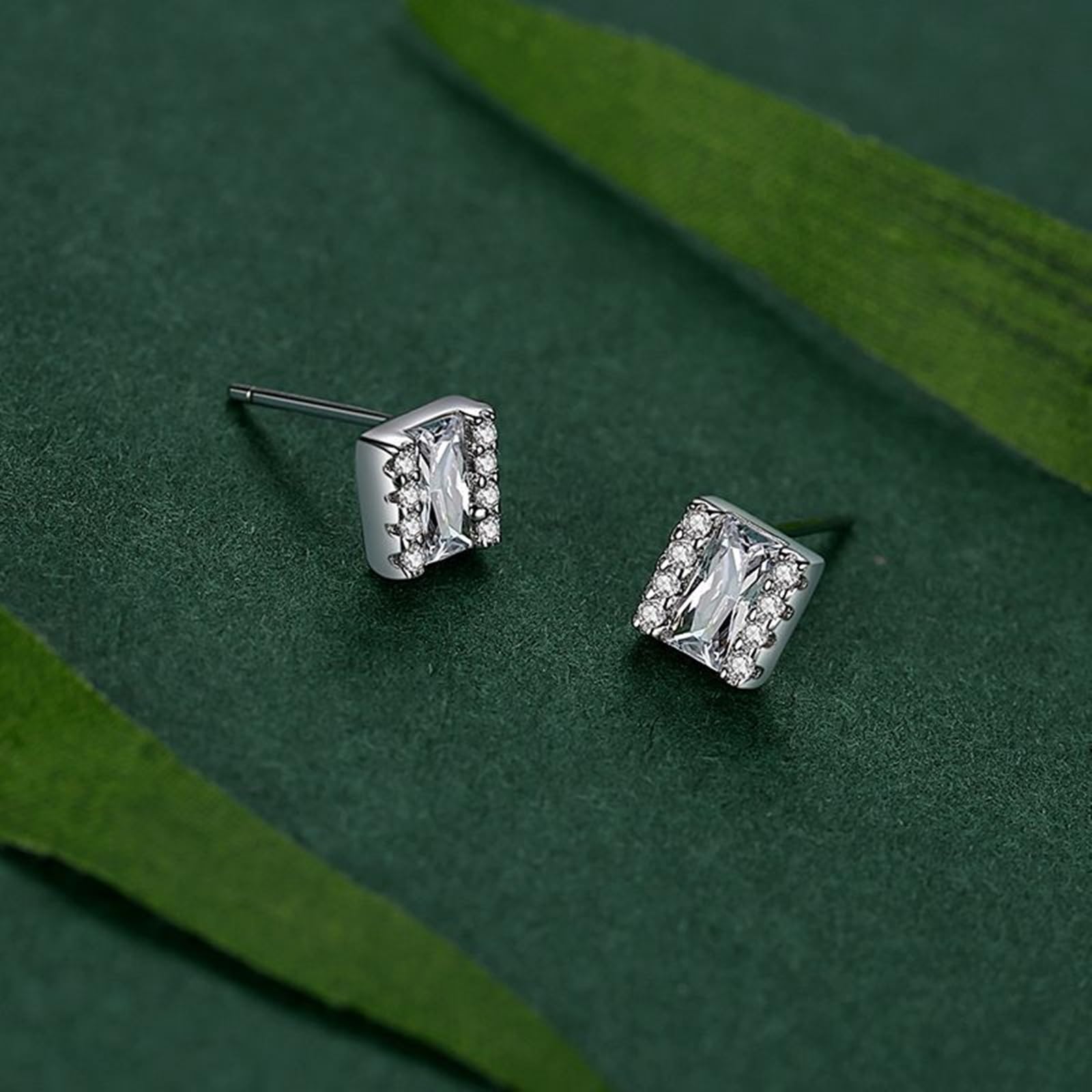 Kolczyki sztyfty białe złoto 750 585 375 damskie kolczyki kwadratowe wzornictwo z trapezowym okrągłym Moissanite kolczyki na sztyfcie, prawdziwa biżuteria dla panny młodej, białe złoto