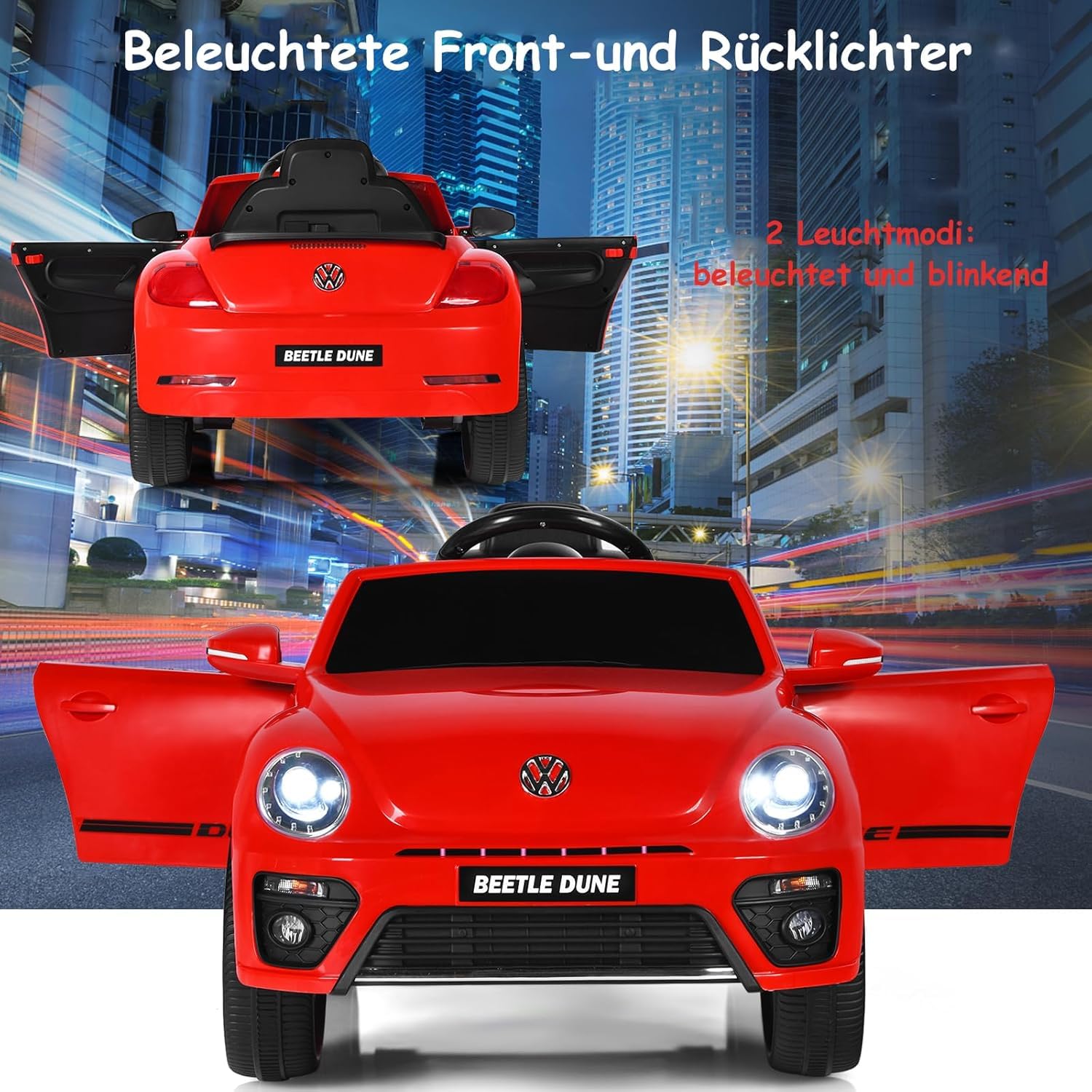 DREAMADE Elektroauto für Kinder, 12V Kinderfahrzeug mit 2,4G Fernbedienung, Kinderauto elektrisch mit LED-Licht & Musik & Sicherheitsgurt, Elektrofahrzueg für Kinder ab 3 Jahre (Rot)