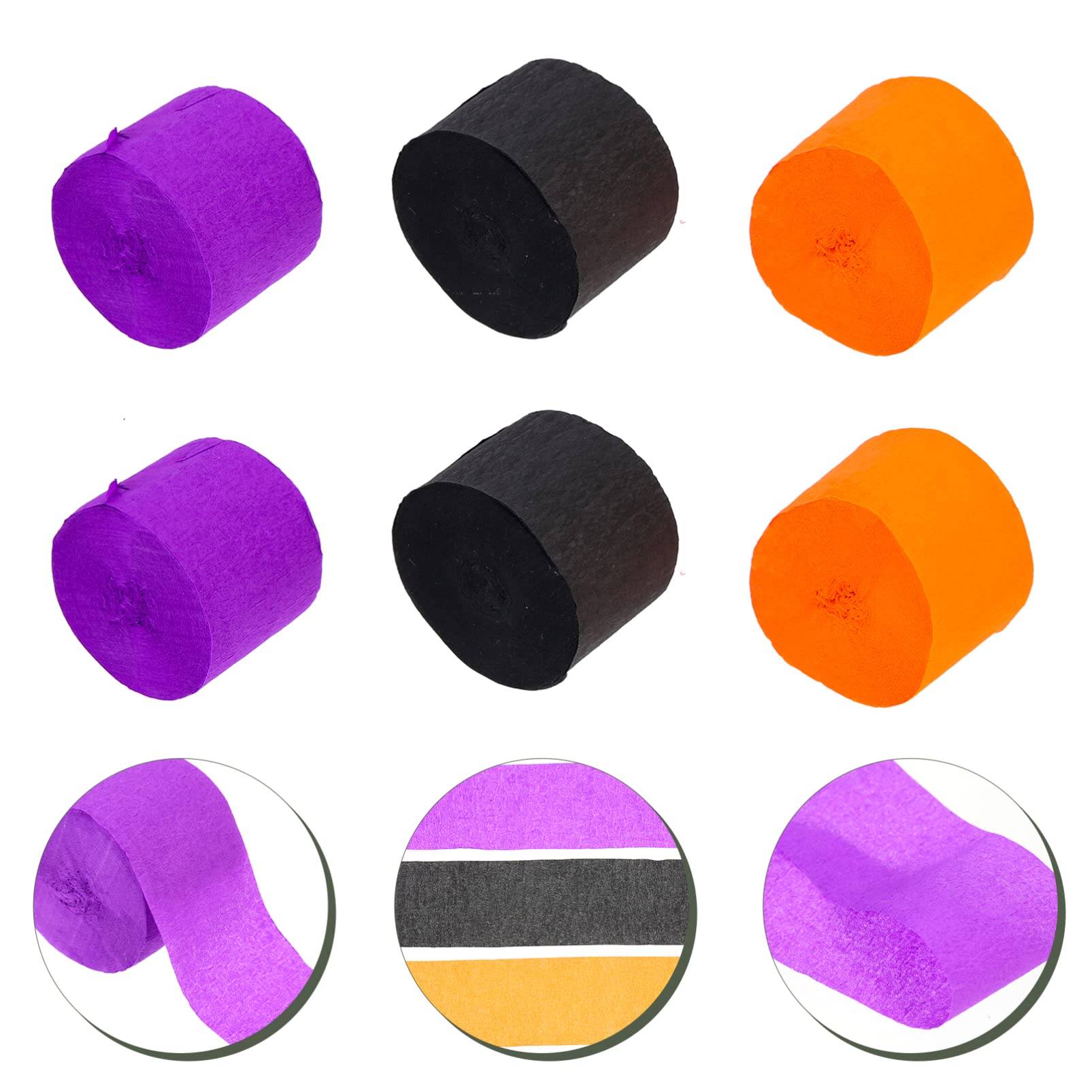 SHINEOFI 30rollos Serpentinas Crepé Para Halloween Decoración Colgante Temáticos Naranja Negro Para Manualidades y