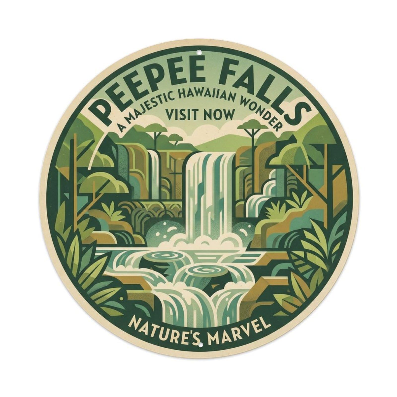 Peepee Falls Hawaii Nature Pacific Waterfall Metal Tin Sign