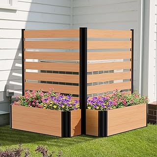 Air Conditioner Fence, Wood Decorative Fences for Outside with Planter Box, Outdoor Trash Can Privacy Screens Pool Equipment Enclosure Panels 36" W x 45" H (2 Panels)