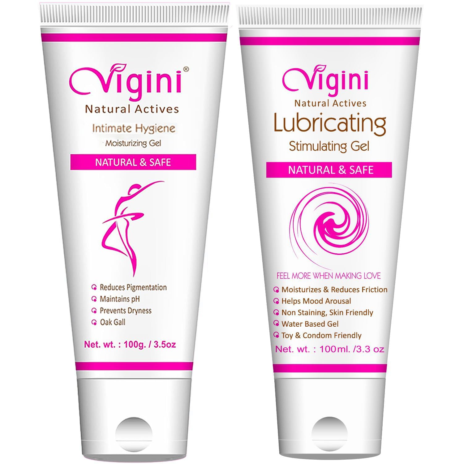 Vigini Natural Long Lasting Time Lubricating Lubrication Lube Water Based Non Staining Washable Lubricants Gel Male Female & Intimate Feminine Vaginal Lightening Brightening Moisturizer Women 200gm