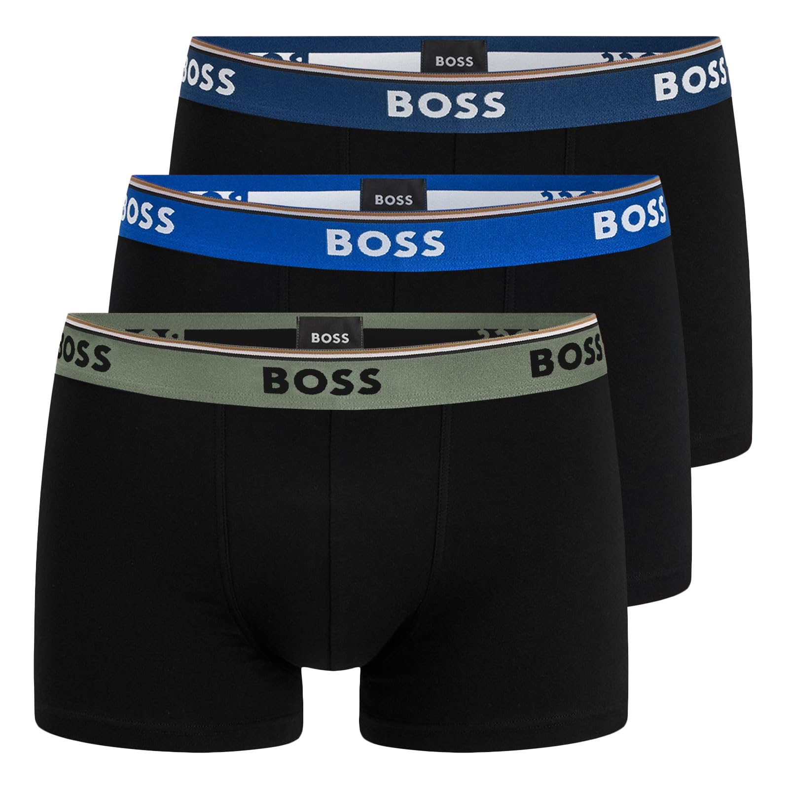 BOSS Herren Trunks Power Boxer Unterhosen Cotton Stretch 3er Pack, Farbe:Schwarz, Wäschegröße:L, Artikel:-969 Black/Black/Black Multi