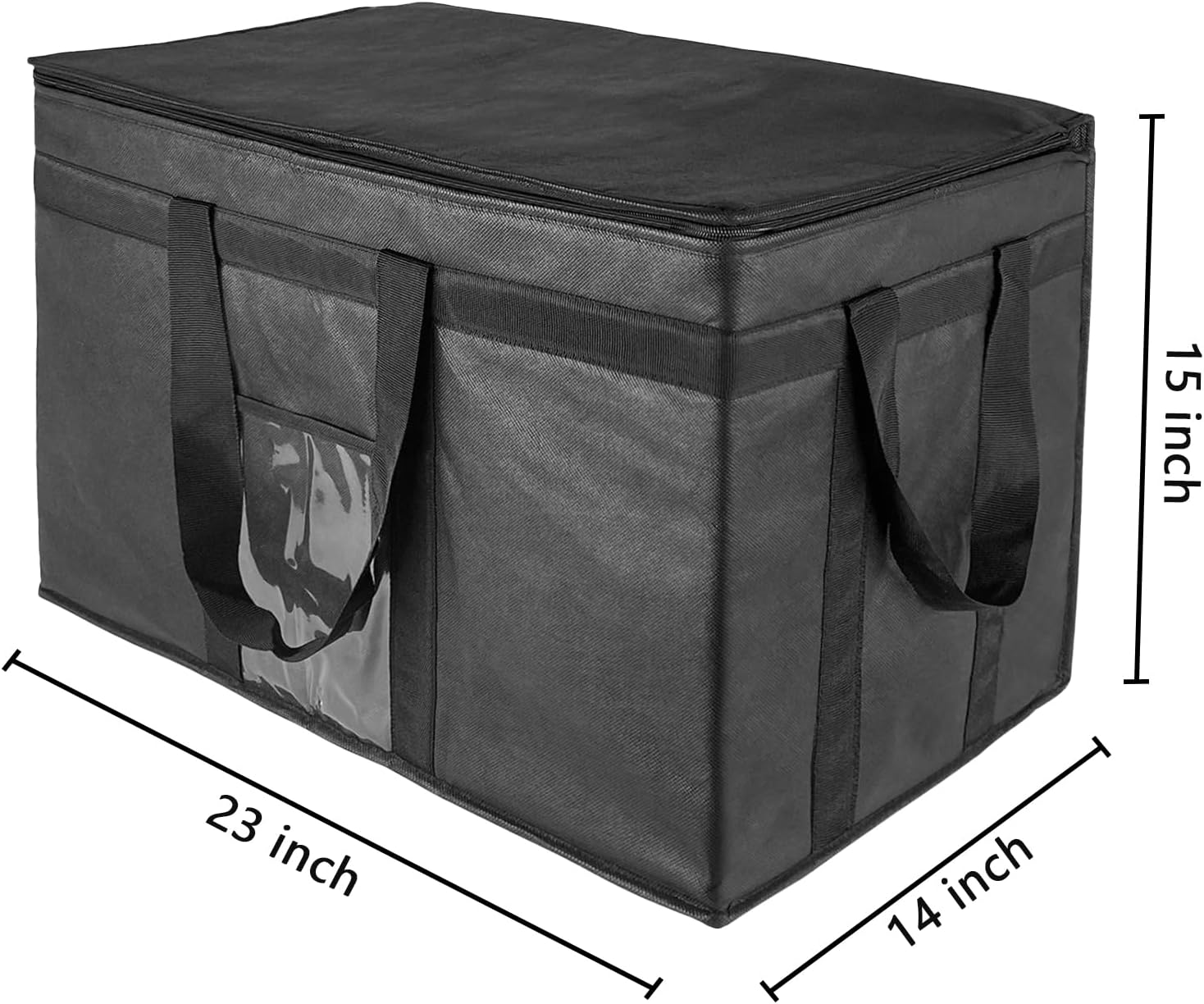 3XL Insulated Food Transport Bag - Reusable Cooler Bag for Cold and Hot Food Delivery with Lid and Double Zipper