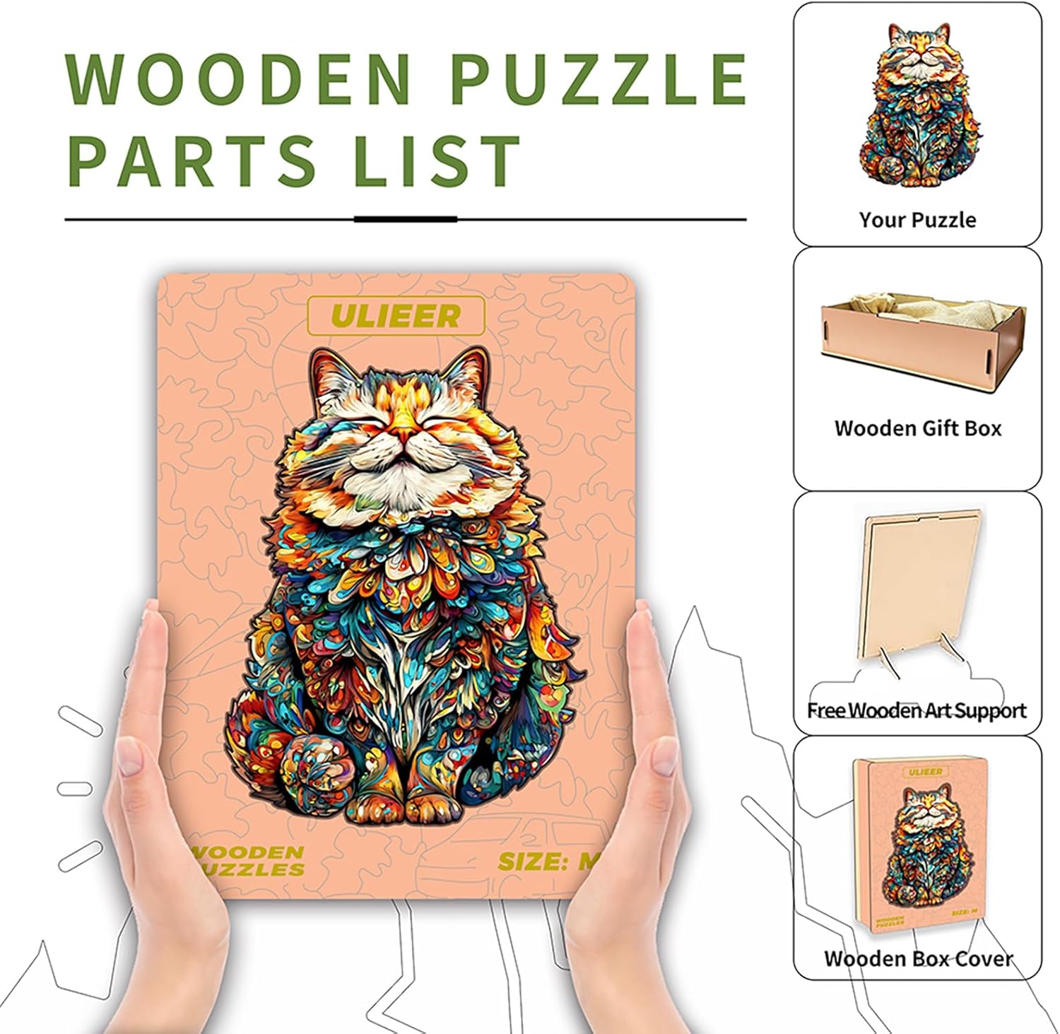 Wooden Puzzles for Adults, Cat Jigsaw Puzzles, Unique Animal Adult Puzzles, Irregular Creative Gift Family Game,Christmas Birthday Gifts Home Decor