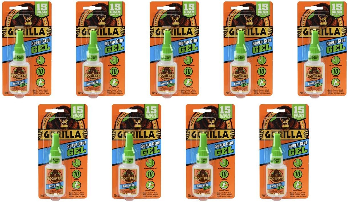 Gorilla Super Glue Gel, 15 Gram, Clear, (Pack of 9)