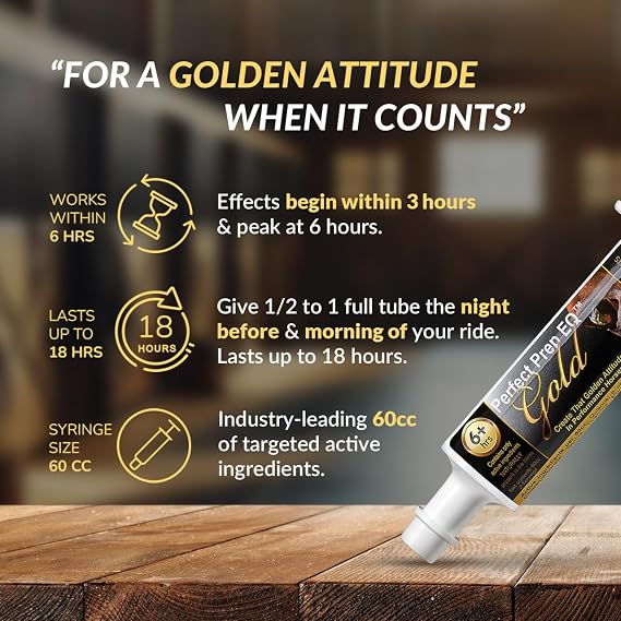 Perfect Prep EQ Gold Equine Calmer Long-Acting All Natural for Horse Anxiety, Lasts 18+ Hours, 60cc Paste