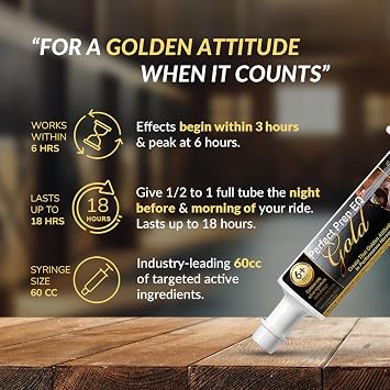 Perfect Prep EQ Gold Equine Calmer Long-Acting All Natural for Horse Anxiety, Lasts 18+ Hours, 60cc Paste