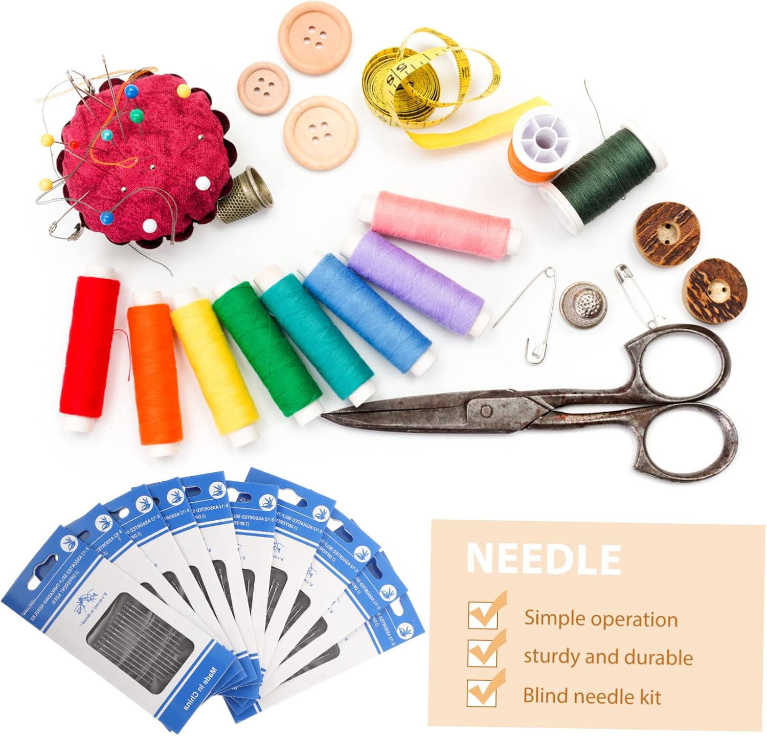 TEHAUX 120PCS Professional Embroidery Hand Sewing Needles Blind and Weaving Needles for Various Fabrics Smooth Surface Resistant for DIY Sewing and Repairs