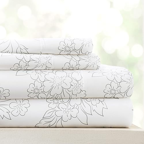 Linen Market Juego de sábanas de 4 piezas, tamaño King, color gris vid