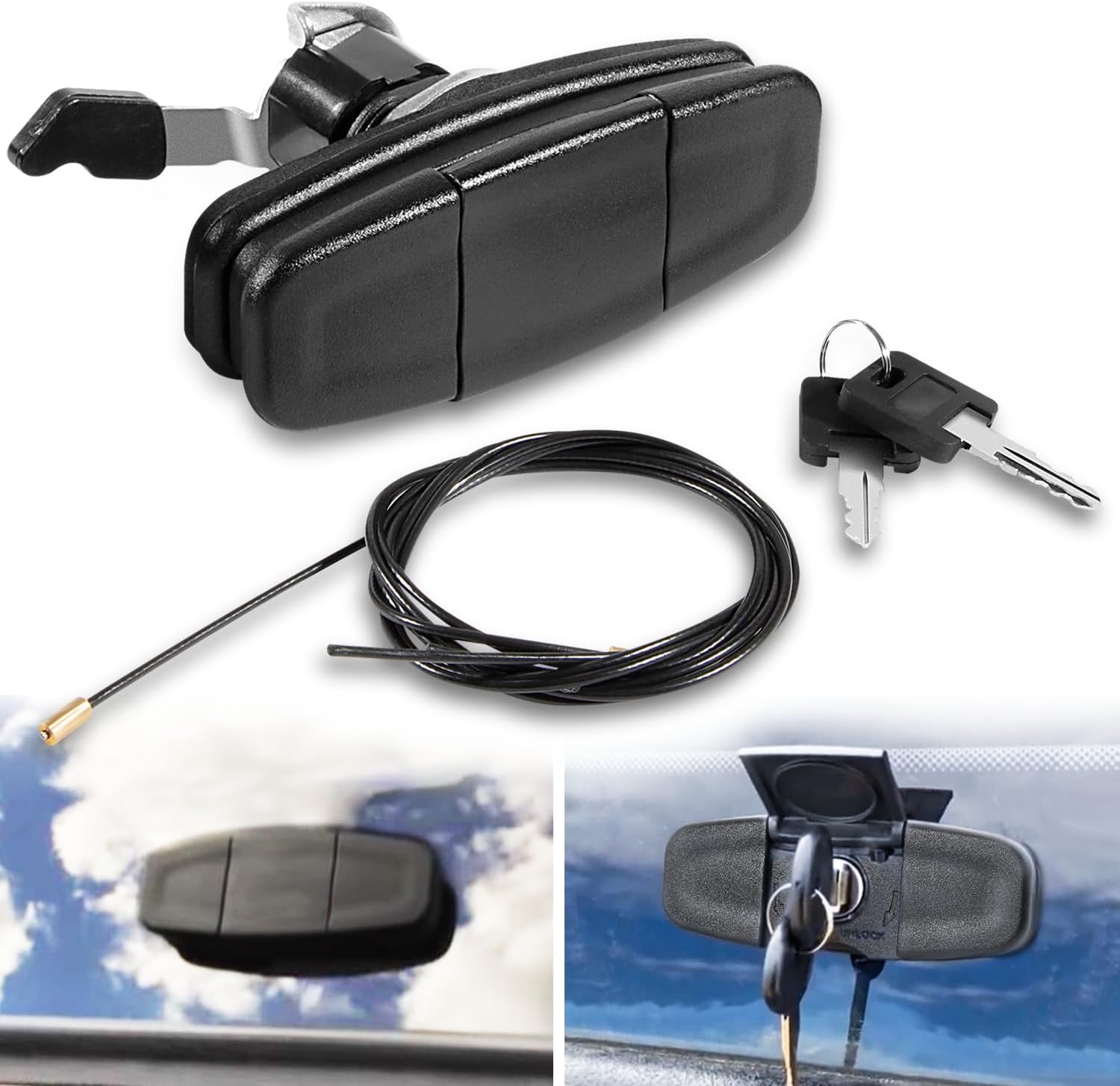 LAIKOU 113436 Twist Handle Kit Replacement for Leer Truck Caps 100XQ, 100XL, 100XR and TSC700 Tonneau with Cables and 2 Keys, Black (113436-100XQ)