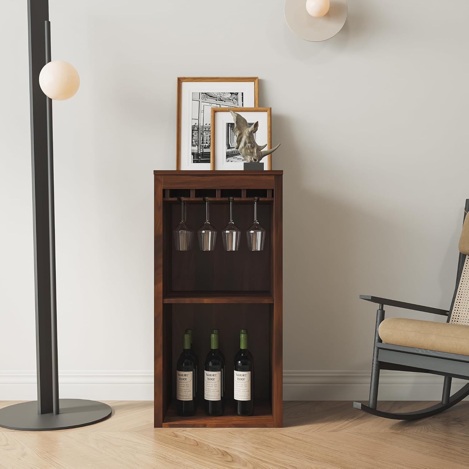 1 Wine Bar Cabinet Ancona Modular, One Size, Walnut Brown Style 4
