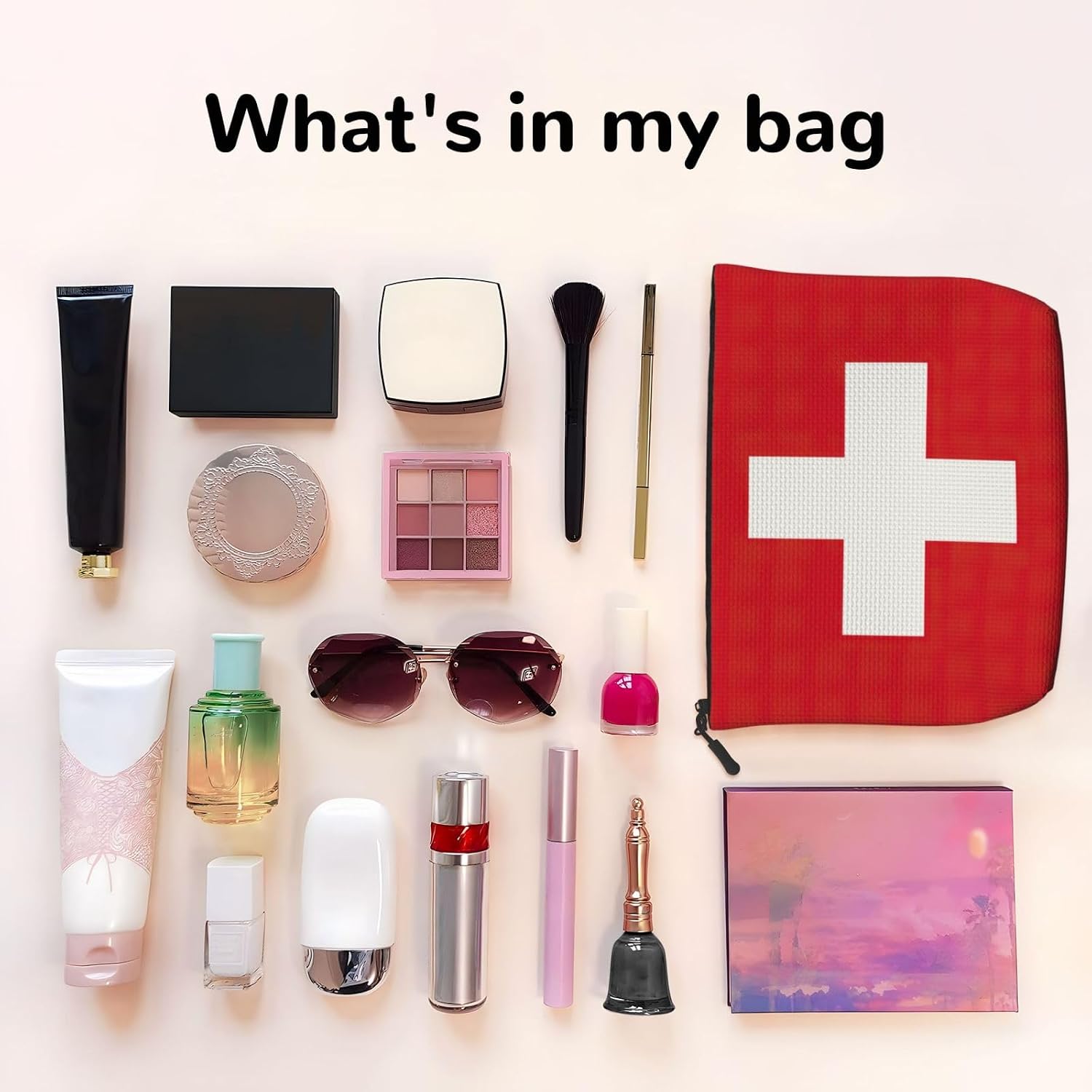 Fake Hemp Swiss Flag Print Makeup Bag image 3