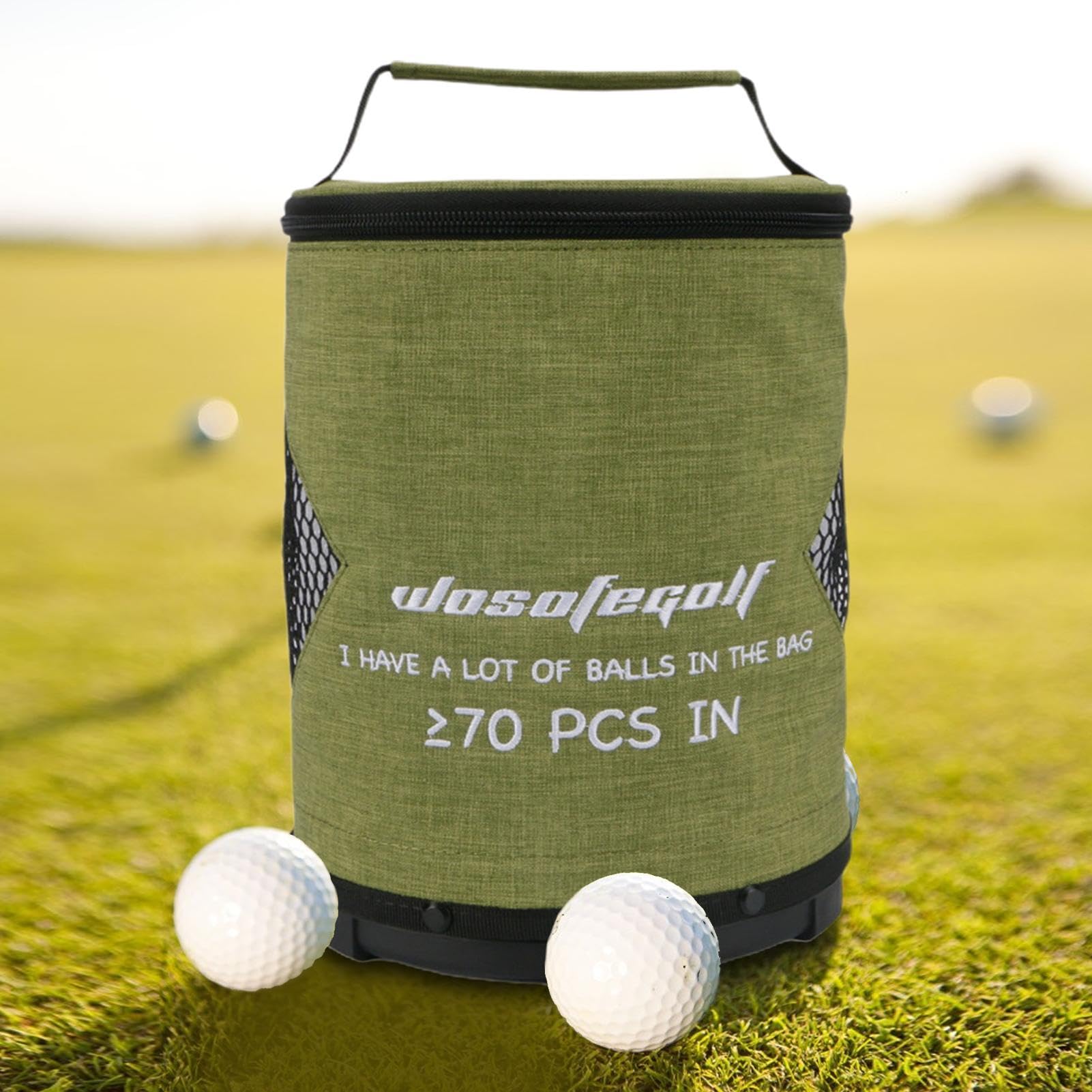 Pochette pour balle de golf – Pochette cylindrique de grande capacité avec fermeture éclair | Pochettes de rangement portables et pliables, sac léger pour balle de golf, pingpong