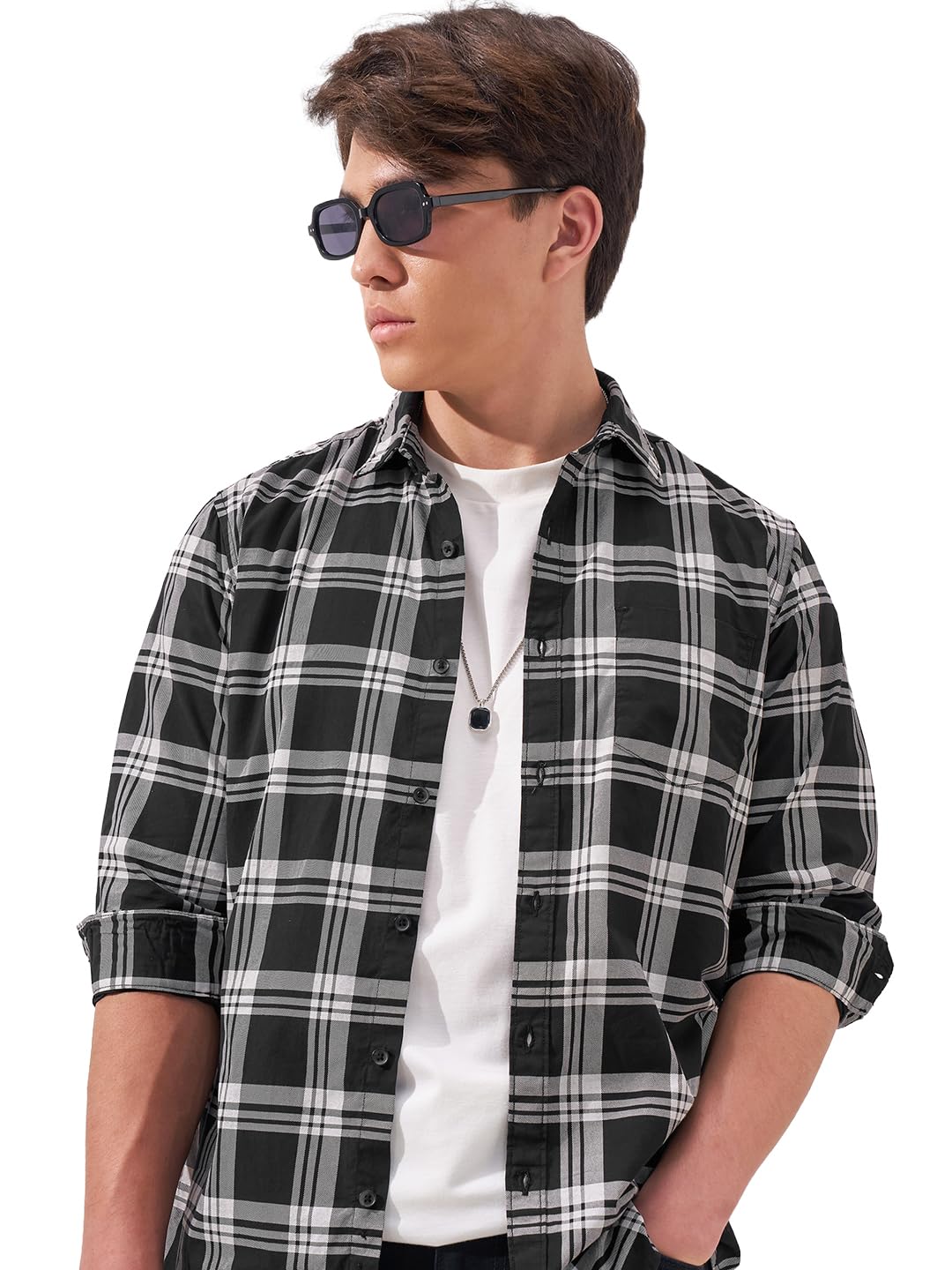highlander Men's Slim Fit Check Shirt |Long Sleeves | Spread Collar | Casual Shirts for Men-picture-25