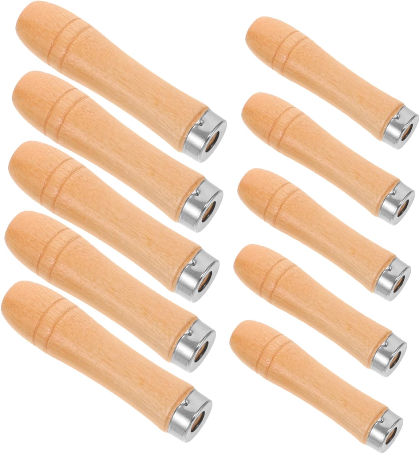 ARTIBETTER 50pcs Ergonomic Wooden Rasp Handle Sturdy Metal Collar for Woodworking and Metal Filing Replacement for Flat Files