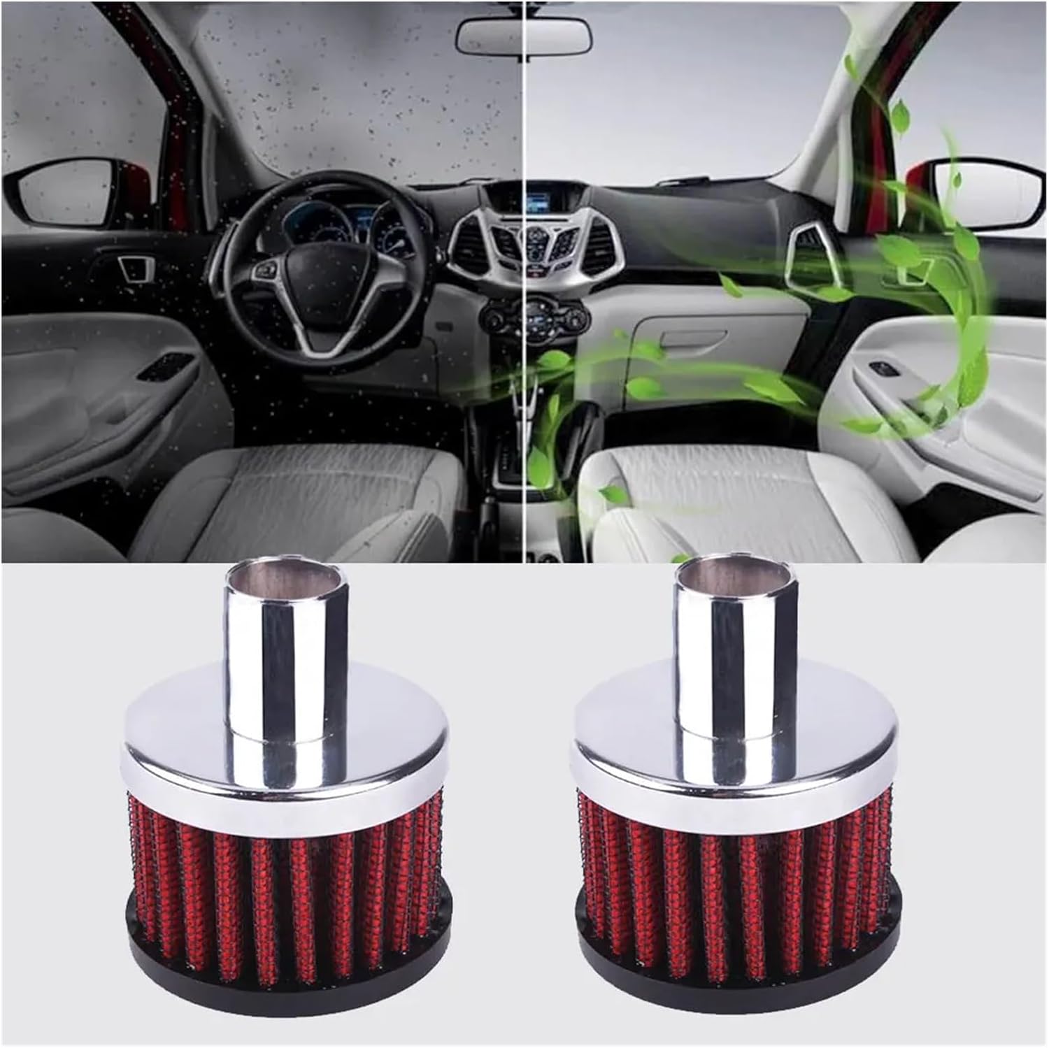 Crankcase Filter 2pcs Universal Red 19mm Cold Air Intake Filter Turbo Vent Crankcase Car Breather Valve Cover Professional Car Accessories Universal