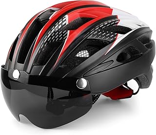 Basecamp Bike Helmet, Bicycle Helmet CPSC Certified Cycling/Climbing Helmet BC-069 with Detachable Magnetic Goggles Visor&LED Back Light&Portable Backpack Adjustable for Men/Women Mountain