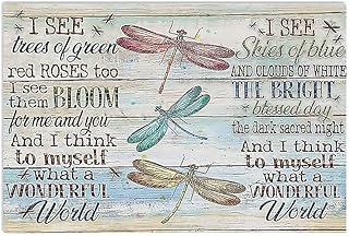 graman Vintage Rustic Wall Decor TIN Sign Colorful Dragonfly I See Trees Of Green Red Roses Too Wall Art Metal Poster Living Room Garden Bedroom Office Hotel Cafe Bar Wall Art Decor 8x12inch