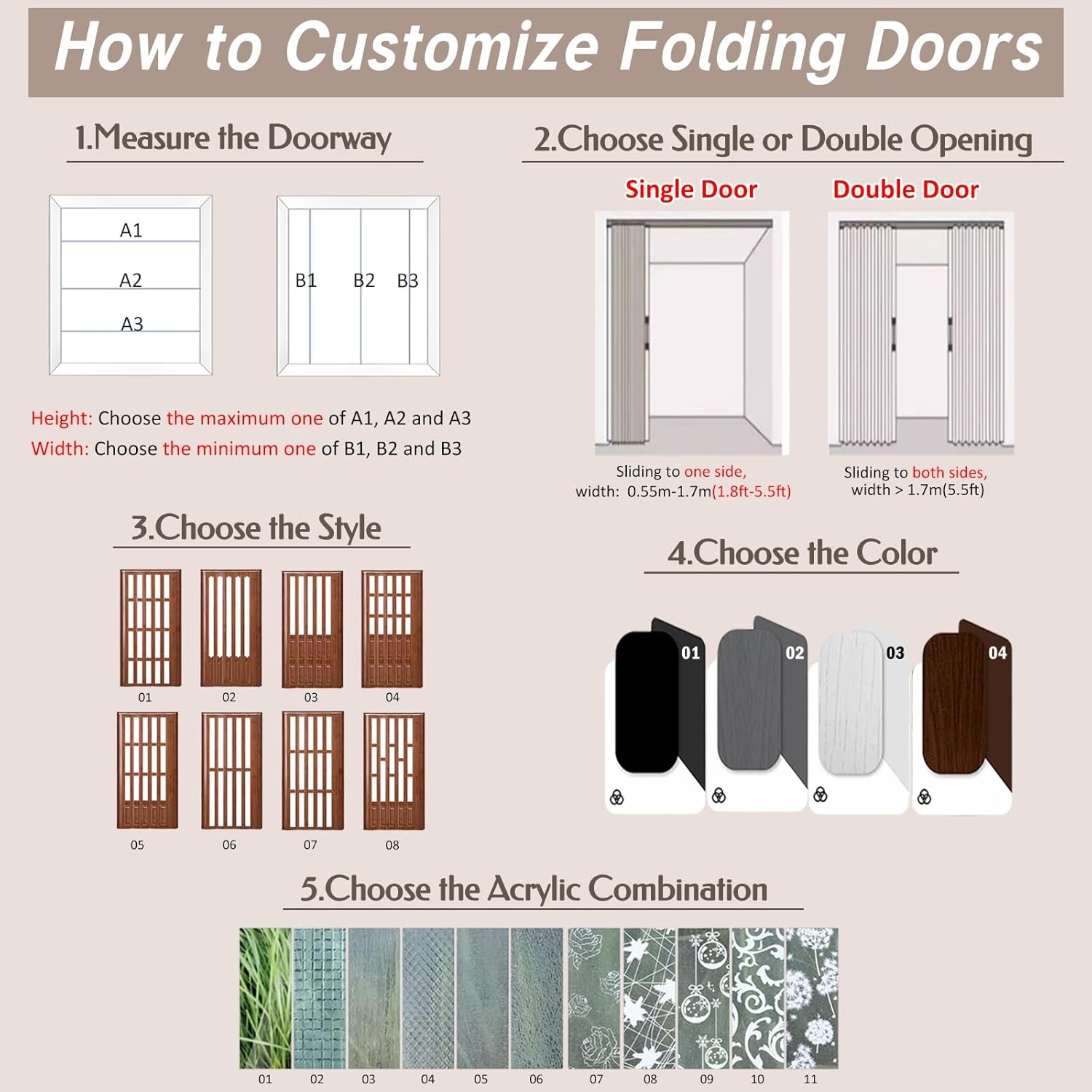 Sliding Folding Door Kit with Acrylic Panel, Folding Partition Door Aluminum Frame, Space-Saving Accordion Door Cut to Size for Kitchen/Hallway/Living Room(86x78in)