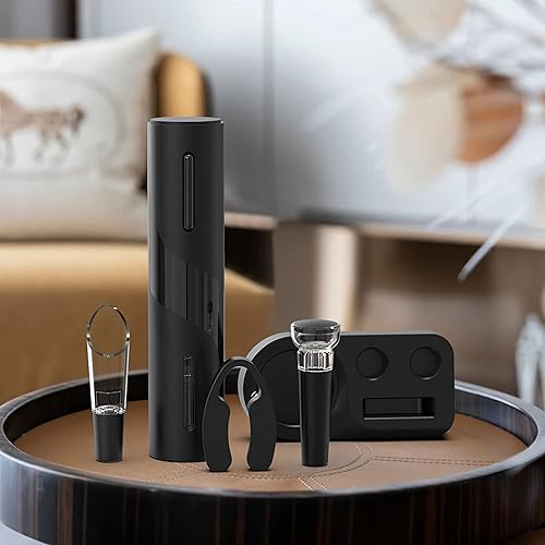 Miniatura 4 de Abrevino eléctrico, con cortador de aluminio, tapón de vacío y aireador de vino vertedor y cable de carga USB inalámbrico, sacacorchos automático