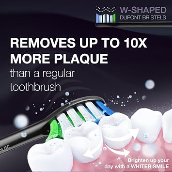 Wagner Stern WHITEN+ Electric Toothbrush, 48,000 VPM, Pressure Sensor, 5 Modes, 8 Brush Heads, Travel Case