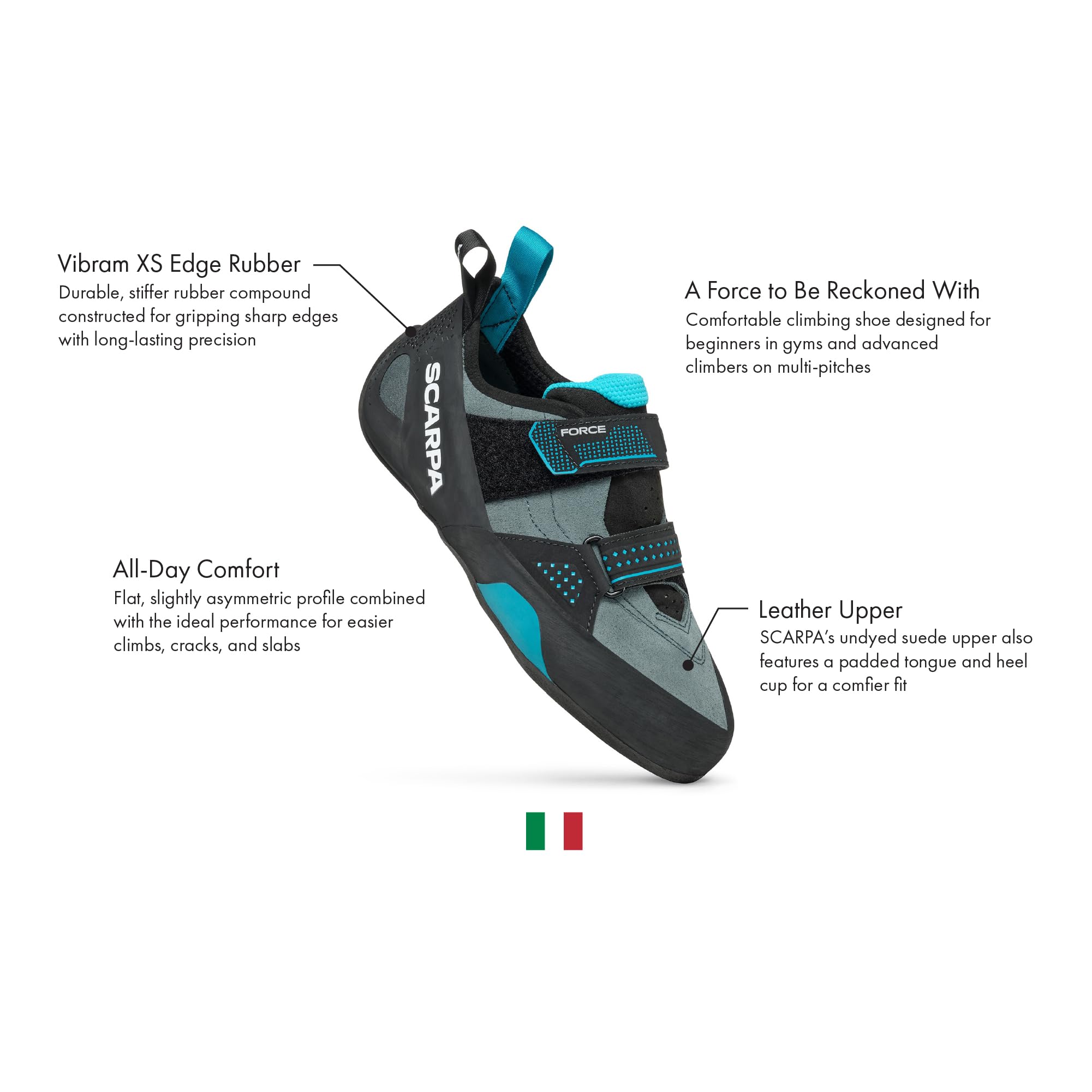 SCARPA Scarpette da Arrampicata Force, Conifer-Azure, EU 44
