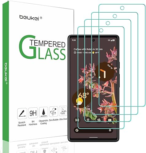 Paquete de 4 protectores de pantalla de vidrio templado compatibles con Google Pixel 6 5G / Google Pixel 6, sensible al tacto, compatible con