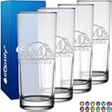 Personalized Highball Glasses Set of 4 Engraved 10.5 oz Tall Collins Glass, Straight up Mixed Drink Cocktail, Custom Drinking Gift for Birthdays, Weddings, Mother’s Day & More