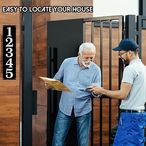 Vista 228 de Placa de dirección de metal personalizada, letreros de números para placa de pared de casa, letrero de dirección de nombre de calle, números de casa