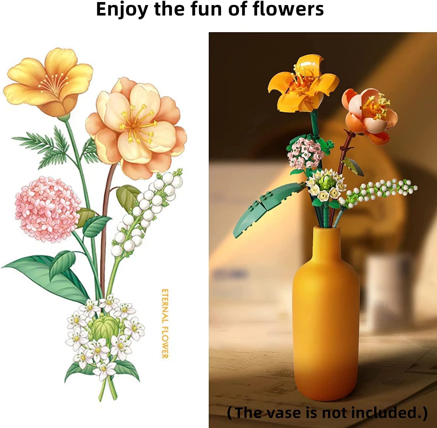 ZIYOSTAR Mini Bricks Flower Bouquet Building Sets, Artificial Flowers, DIY Unique Decoration Home, 456 Pieces Botanical Collection for Ages 8-12 Year Old Girl for Gift (Not Compatible with Lego Set)