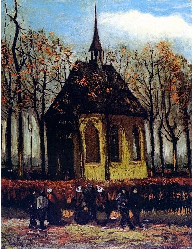 ArtDirect Chapel At Nuenen With Churchgoers Unframed Art Print Giclee Poster by Van Gogh, Vincent - Ready for Framing with Customization Sizes 8x10, 11x14, 15x20, 24x31, 36x47, and 46x60 Inches