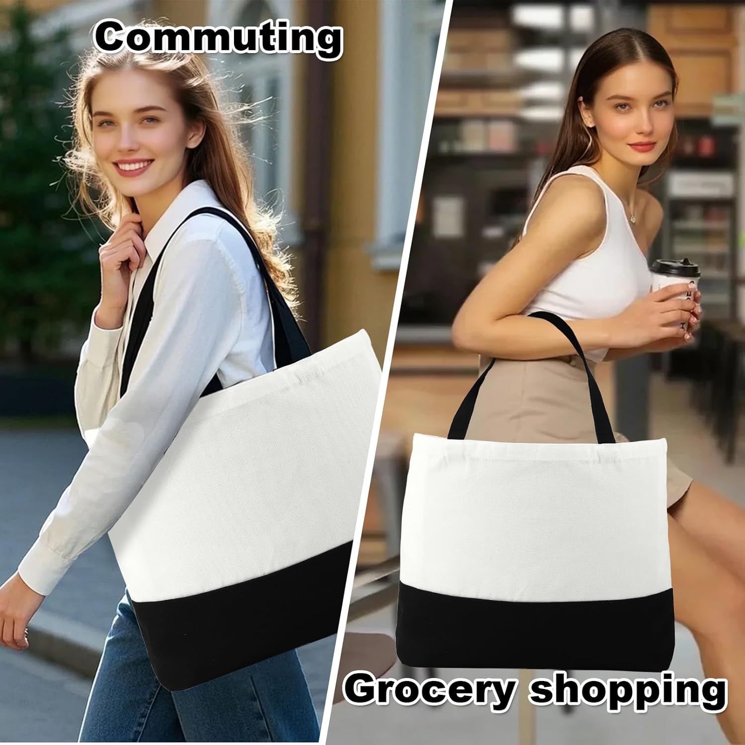 RAIHOMKIT 10 Pack Canvas Tote Bags, Large Reusable Grocery Bag with Handles, 18.5 x 14.7 x 4.7 inch Washable Cloth Bag, Blank Canvas Tote Bags for DIY Crafts Shopping Travel - Image 7