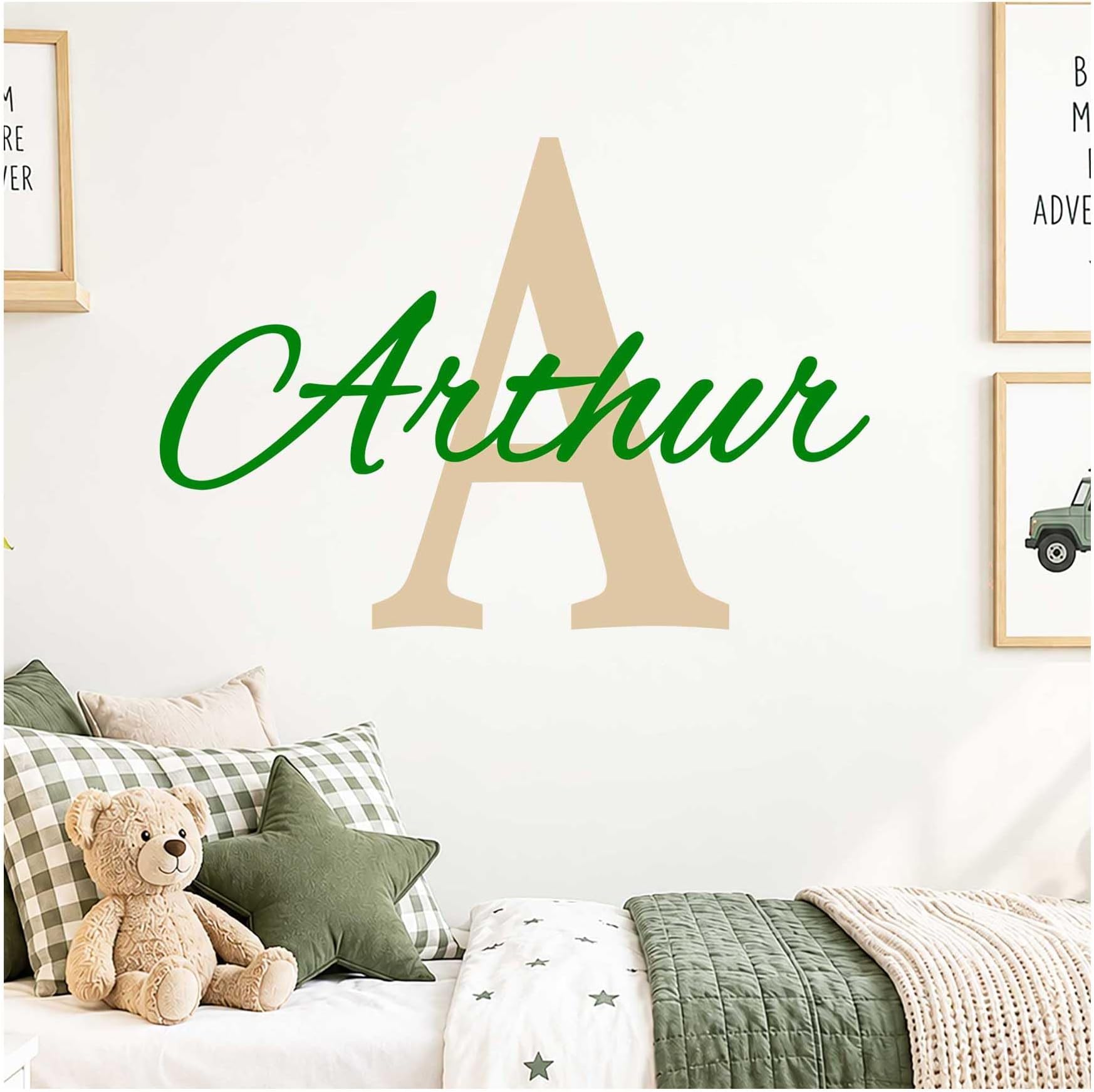 Personalised Boys Name & Initial Wall Sticker for Nursery Bedroom