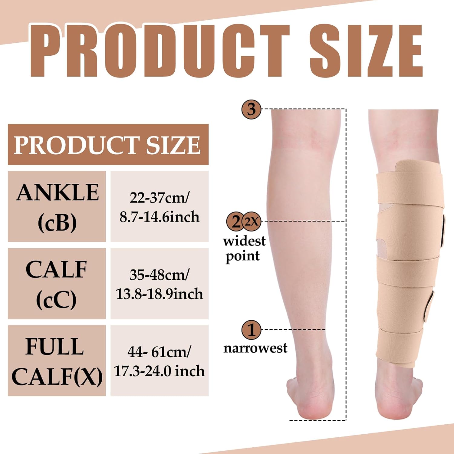 Croknit 2 Pcs Lymphedema Compression Leg Wraps Adjustable Lower Leg Cover up Medical Shin Splint Wrap for Heaviness Fatigue - Image 2